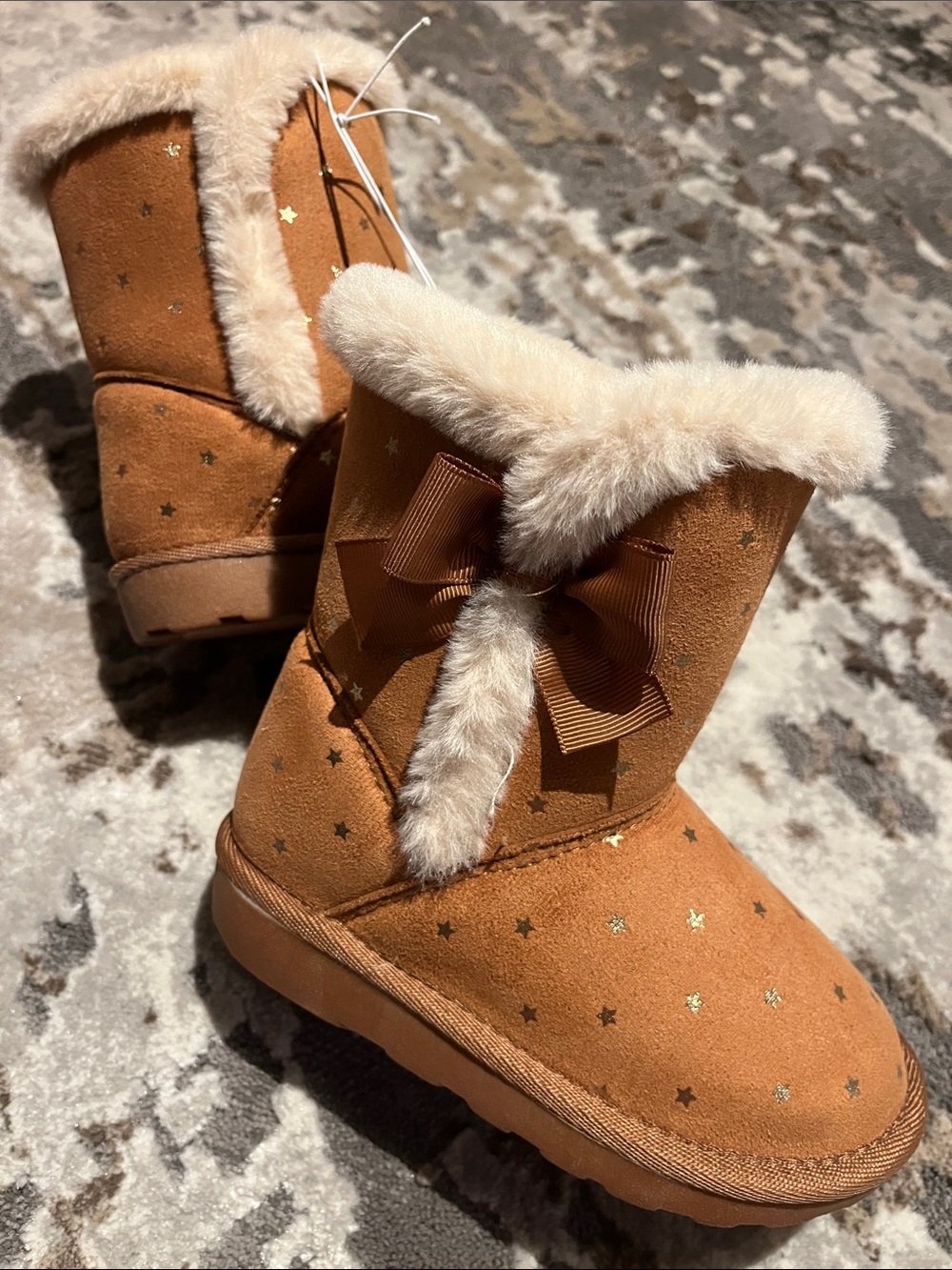 Star faux fur tan boots Girls toddler size 8 Falls creek kids new w tags